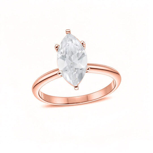 Anillo de compromiso personalizado en oro rosa de 10 quilates con diamante marquesa creado en laboratorio de 0,5 a 3 quilates, claridad D VS1-VVS1, certificado 3EX por IGI.