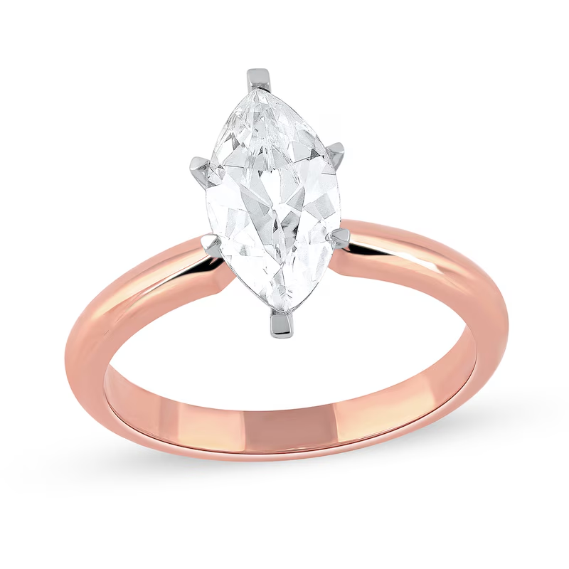 10K Rose Gold Marquise Cut Lab-Grown Diamond Custom Personalized Engraving Engagement Ring-4