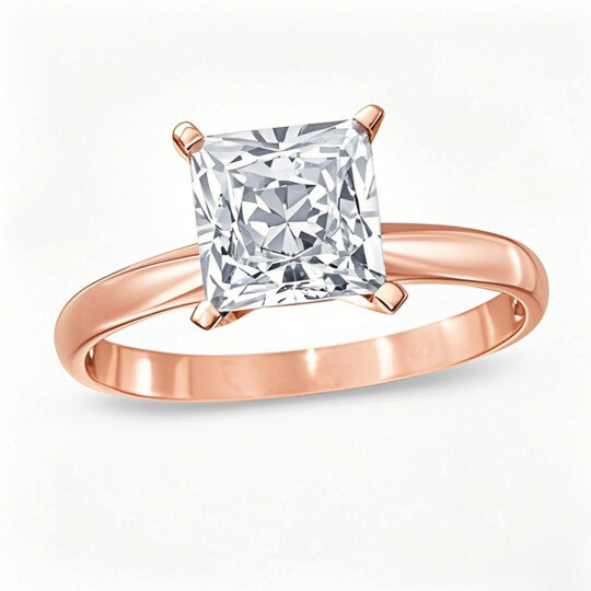Anillo de compromiso de oro rosa de 10 quilates con diamante de talla princesa creado en laboratorio, de 0,5 a 3 quilates, color D, claridad VVS1, certificado 3EX por IGI.