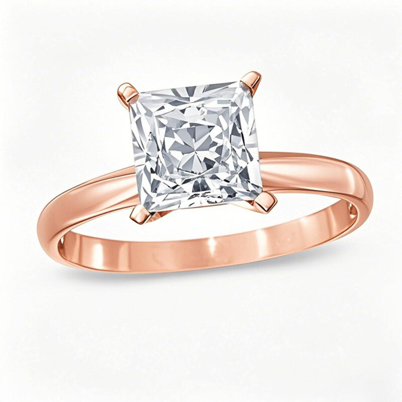 Verlobungsring aus 10-karätigem Roségold mit einem im Labor hergestellten Diamanten im Prinzessschliff (0,5 bis 3 Karat), Farbe D, Reinheit VVS1 (3EX), IGI-zertifiziert-1