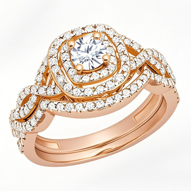 14K Rose Gold 0.5 to 3 CT Round Lab Created Diamond Engagement Ring D Color VVS1 Clarity 3EX IGI Certified-1