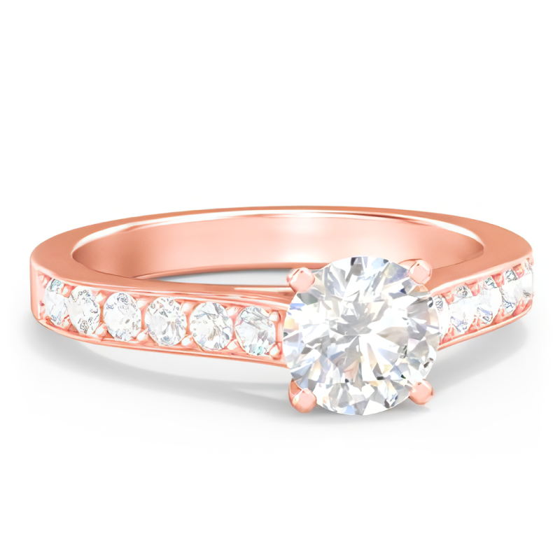 Bague de fiançailles personnalisée en or rose 10 carats avec diamant rond de laboratoire-10