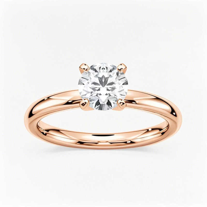 Verlobungsring aus 10-karätigem Roségold mit rundem Diamanten (0,5 bis 3 Karat Gesamtgewicht), Farbe D, Reinheit VVS-VS, 3EX, IGI-zertifiziert-1
