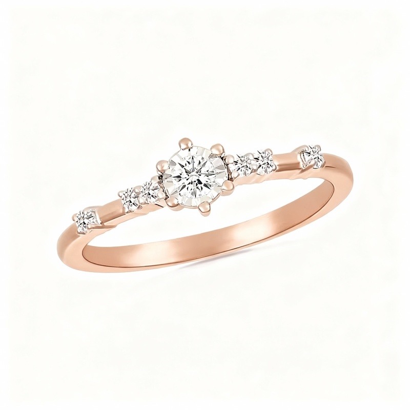 10K Rose Gold 0.6 to 3.1 CT Round Cut Lab Created Diamond Custom Wedding Ring D Color VVS-VS Clarity 3EX-12
