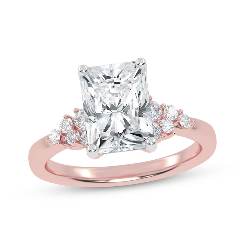 10K Rose Gold Emerald Cut Lab-Grown Diamond Custom Engagement Ring-10