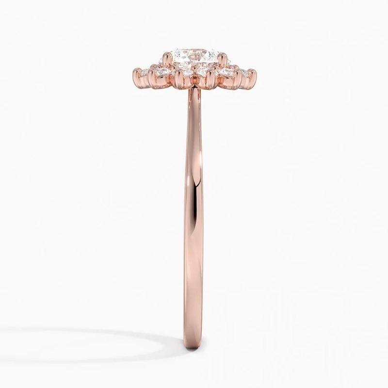 18K Rose Gold Round Cut Lab-Grown Diamond Custom Halo Engagement Ring-4