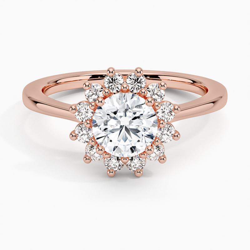 10K Rose Gold 0.75 to 3.25 CT.T.W. Round Cut Lab Created Diamond Halo Engagement Band D VVS-VS IGI Certified-18