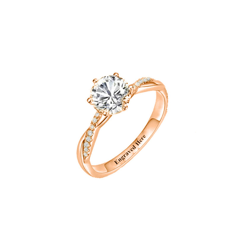 Anillo de compromiso de oro rosa de 10 quilates con diamantes redondos de laboratorio de 0,75 a 3,25 quilates en total, talla D, pureza VVS1-VS1, certificado por IGI (3EX).-1
