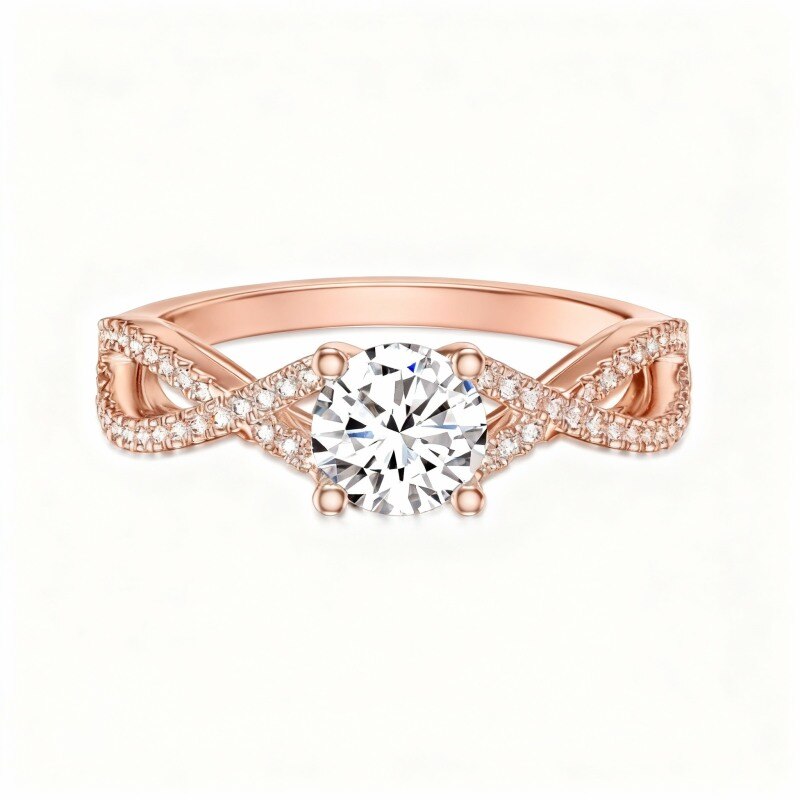 9K Rose Gold 0.8 Round Cut Laboratory Diamonds Custom Wedding Ring-17