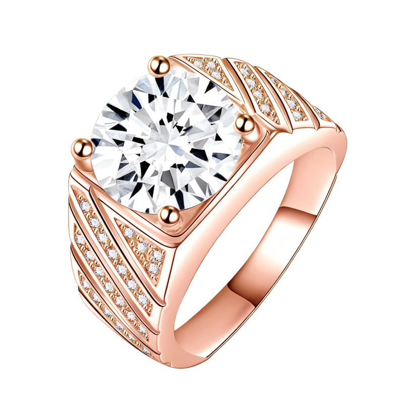 Alliance sur mesure pour homme en or rose 10 carats avec diamant rond de laboratoire-19