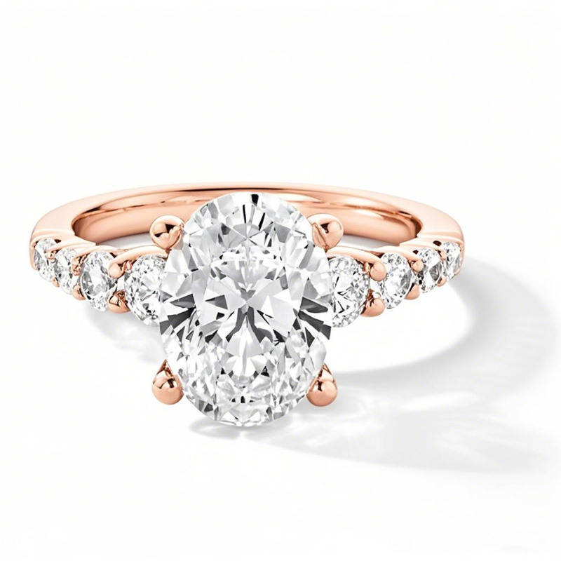 10K Rose Gold Oval Cut Lab-Grown Diamond Custom Halo Engagement Ring-1