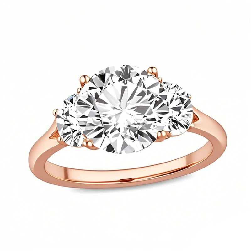 10K Rose Gold Round Cut Lab-Grown Diamond Custom Engagement Ring-1