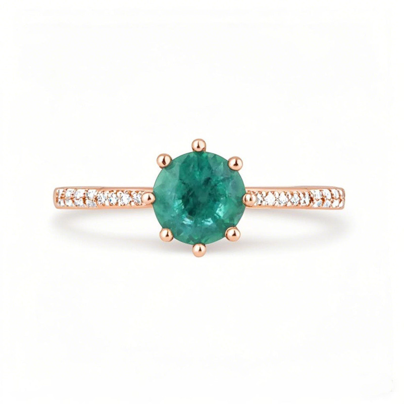10K Rose Gold 1.25 to 5.25 CT.T.W Round Cut Diamond & Artificial Emerald Custom Engagement Ring-8