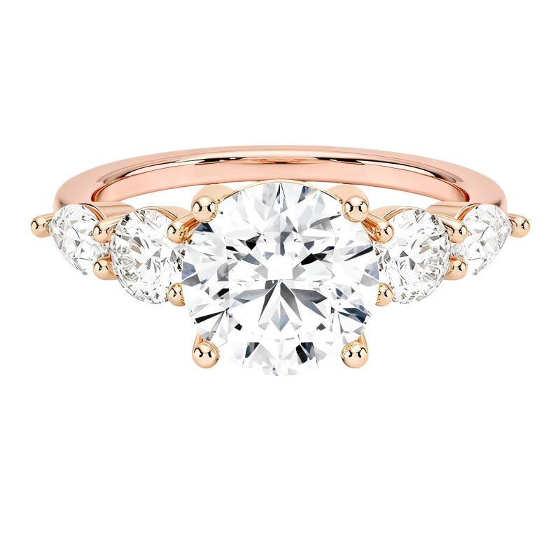 Bague de fiançailles personnalisée en or rose 10 carats avec diamant rond de laboratoire-11
