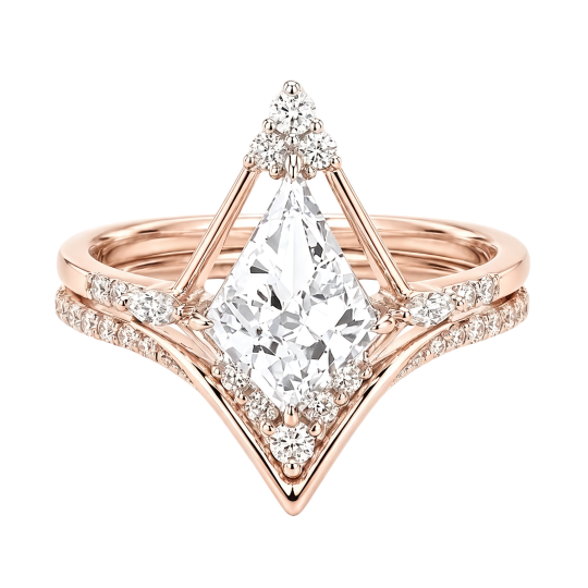 Anillo de compromiso personalizado de oro rosa de 10 quilates con diamante cultivado en laboratorio de 1,5 quilates talla cometa, color D, claridad VVS2, certificado por IGI 3EX.