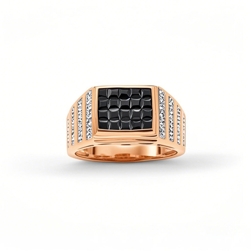 10K Rose Gold 1.5 CT.T.W. Princess Cut Cut Diamond Custom Band for Men Black Color I3 Clarity-1