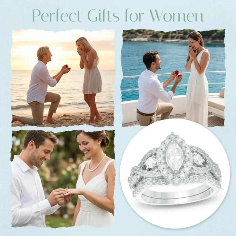 10K Rose Gold 1.5 to 4 CT.T.W. Marquise Lab Created Diamond Frame Twist Bridal Set Engagement Band D VVS1-VS1-4