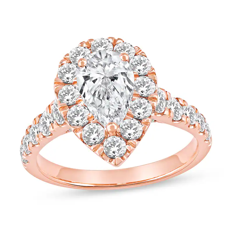 10K Rose Gold Pear Cut Lab-Grown Diamond Custom Halo Engagement Ring-8