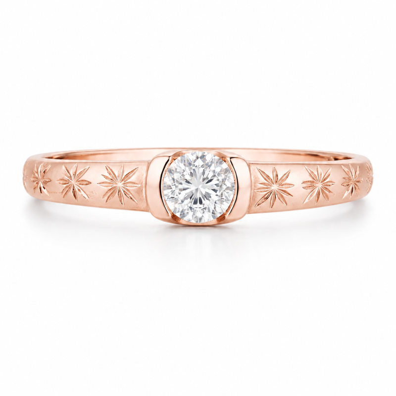 Individuell gestalteter Verlobungsring aus 10-karätigem Roségold mit 1 ct rundem, im Labor gezüchtetem Diamanten-19