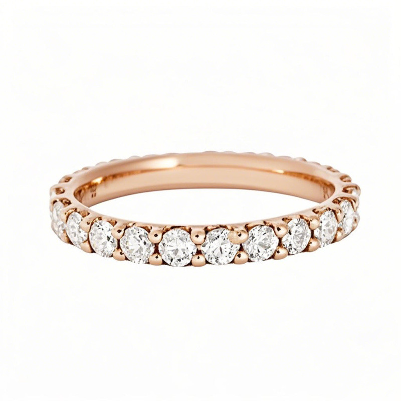 10K Rose Gold 1 CT.T.W. Round Cut Lab Created Diamond Wedding Band D Color VVS1 Clarity 3EX-12
