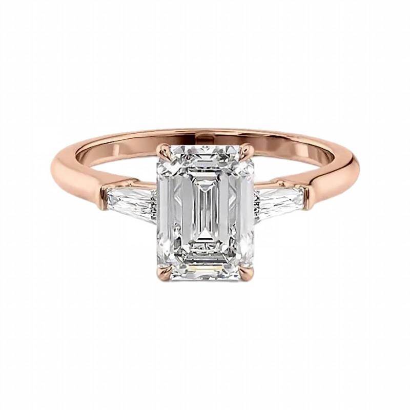 10K Rose Gold 1 to 3.5 CT Emerald Cut Lab-Grown Diamond Custom Engagement Ring D Color VVS1-VS1 Clarity 3EX IGI Certified-17