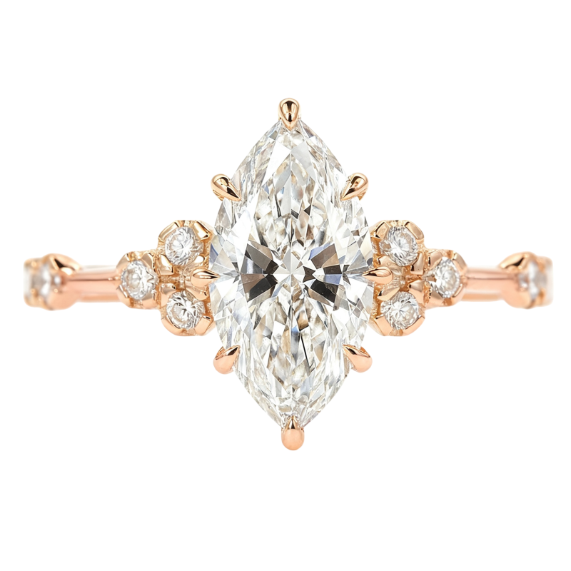 10K Rose Gold Marquise Cut Lab-Grown Diamond Custom Engagement Ring-19