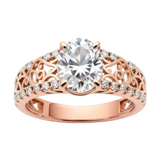Verlobungsring aus 10-karätigem Roségold mit ovalem, im Labor hergestelltem Diamanten (1 bis 3,5 Karat), Farbe D, Reinheit VVS1-VS1, 3EX, IGI-zertifiziert