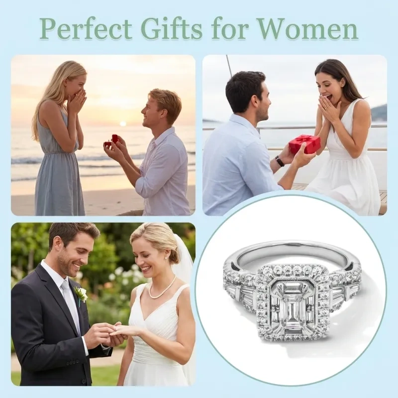 10K Rose Gold 1 to 3.5 CT.T.W. Emerald Cut Lab Created Diamond Frame Split Shank Bridal Set D-VVS1 IGI Certified-4