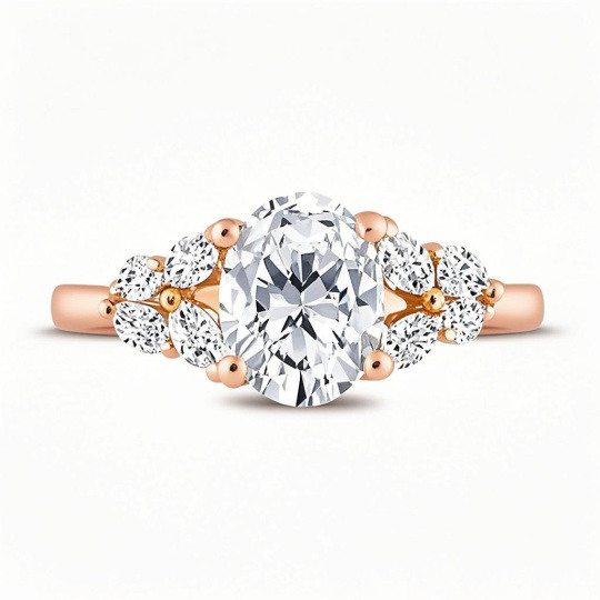 10K roségouden verlovingsring met 1 tot 3,5 CT.T.W. marquiseslijpsel en lab-made diamant, D-VVS1-gecertificeerd door de IGI