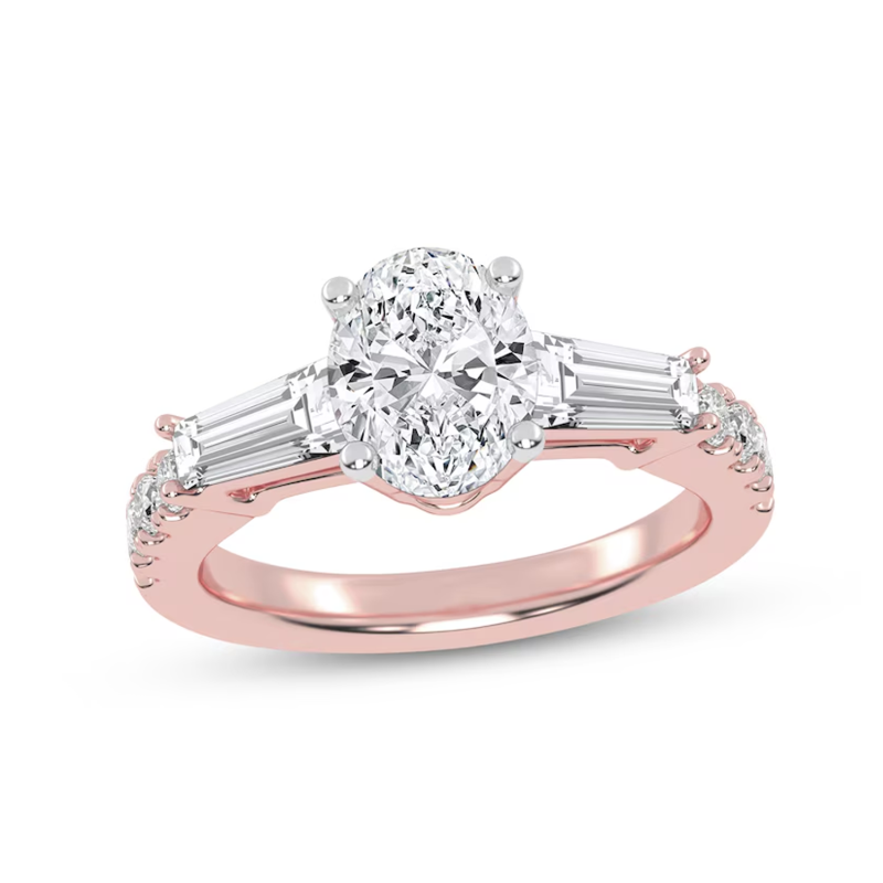 Verlobungsring aus 10-karätigem Roségold mit einem runden, im Labor hergestellten Diamanten (1 bis 3,5 ct. Gesamtgewicht), Farbe D, Reinheit VVS1-VS1, Farbe 3EX, IGI-zertifiziert-1