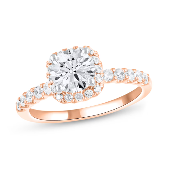 10K roségouden verlovingsring met ronde, in een laboratorium gecreëerde diamant, 1 tot 3,5 CT.T.W., VVS1-VS1, zuiverheid 3EX, IGI-gecertificeerd
