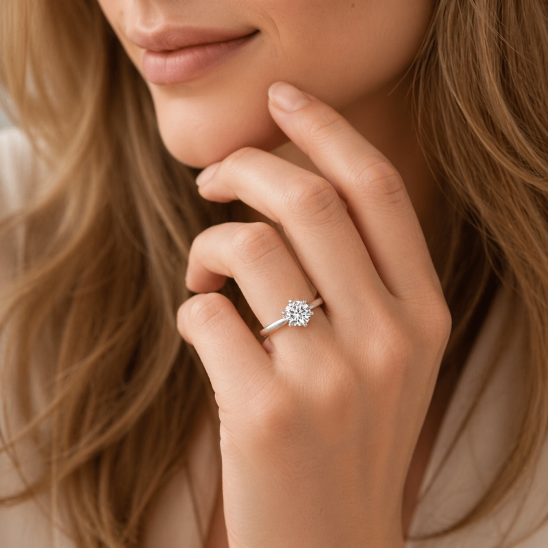 9K Rose Gold 1 to 3 CT Round Cut Lab-Grown Diamond Custom Engagement Ring-2