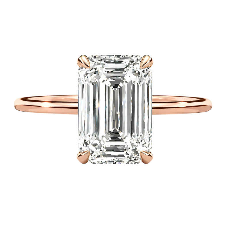 10K Rose Gold 1 to 3 CTW Emerald Cut Lab-Grown Diamond Custom Solitaire Engagement Ring-9