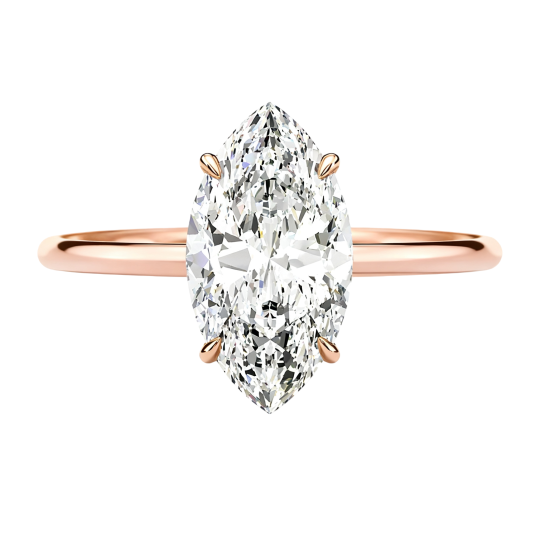 Verlobungsring aus 10-karätigem Roségold mit 1 bis 3 Karat Marquise-Diamanten (im Labor gezüchtet), Farbe D, Reinheit VVS1/VS1, 3EX