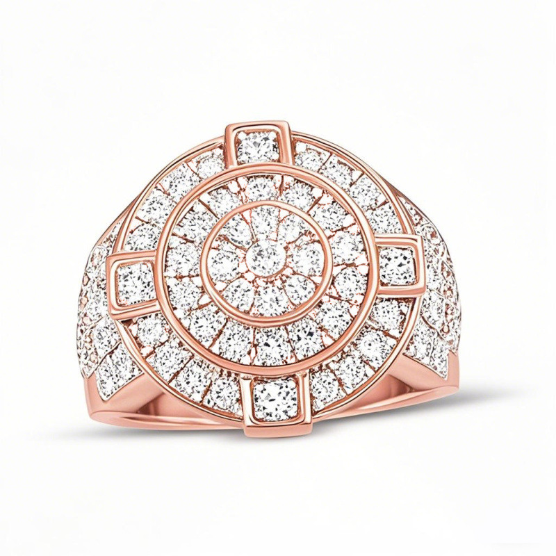 10K Rose Gold 2.5 CT.T.W. Round Diamond Custom Wedding Ring for Men D Color VVS1 Clarity-1