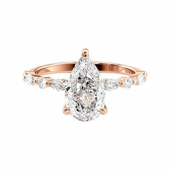 10K Rose Gold 2 CT Pear Cut Moissanite Engagement Ring