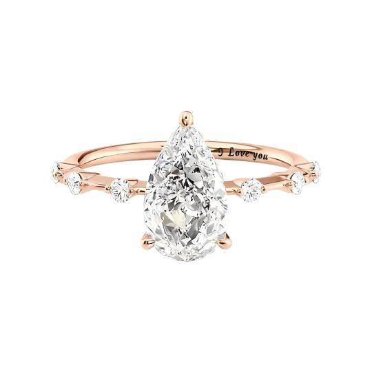 10K Rose Gold 2 CT Pear Cut Moissanite Engagement Ring