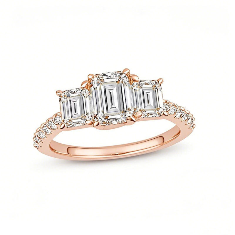 10K Rose Gold 2 CT.T.W Emerald Cut Lab-Grown Diamond Custom Engagement Ring-1