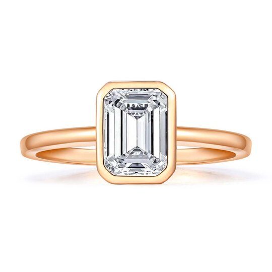 Anillo de compromiso de oro rosa de 10 quilates con moissanita 3CT en forma de princesa cu