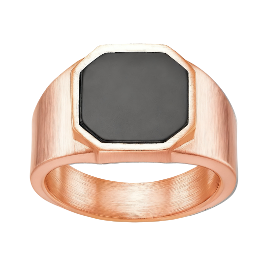 Anel de sinete para homem em ouro rosa 10K com ágata e nó celta.