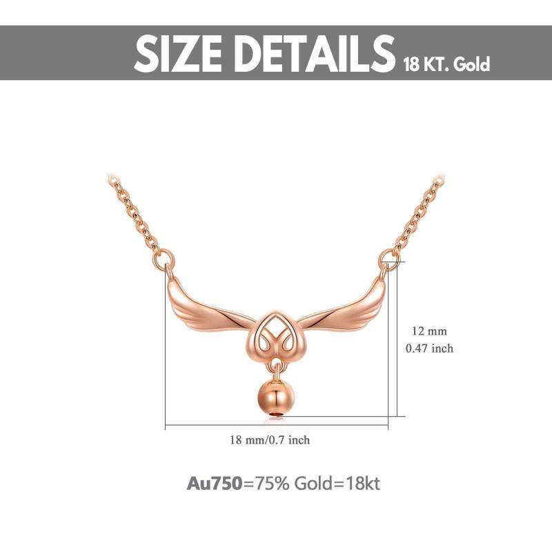 Collier en or rose 14K avec aile d'ange et pendentif en forme de coeur-4