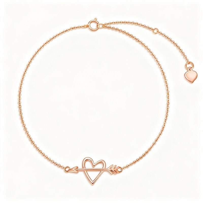 Bracelet à breloques flèche et cœur en or rose 18 carats-1