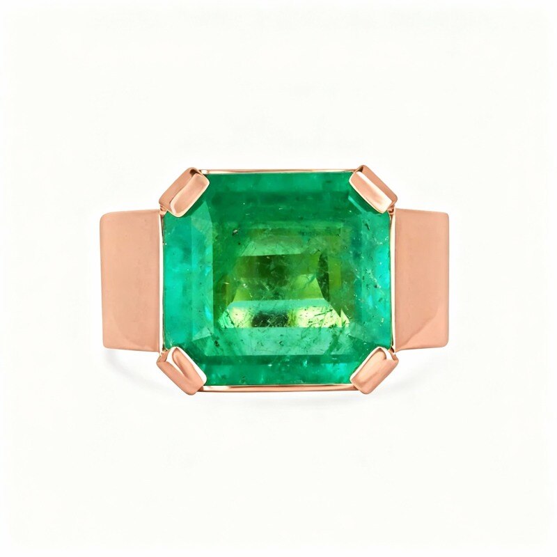 10K Rose Gold Asscher Cut Emerald Custom Engagement Ring for Men-1
