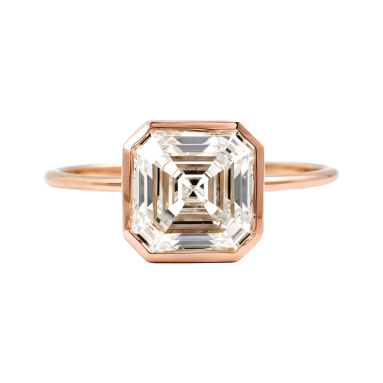 10K Rose Gold Asscher Cut Lab-Grown Diamond Custom Engagement Ring D Color VVS1 Clarity 3EX IGI Certified