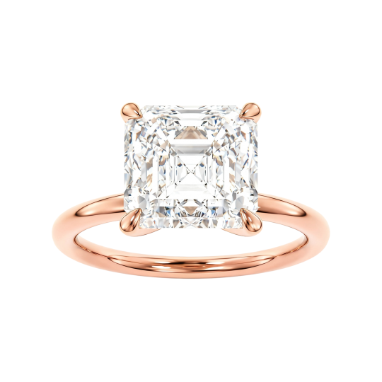 10K Rose Gold Asscher Cut Lab-Grown Diamond Custom Engagement Ring D Color VVS1 Clarity 3EX IGI Certified