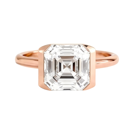 10K Rose Gold Asscher Cut Lab-Grown Diamond Custom Engagement Ring D Color VVS1 Clarity 3EX IGI Certified