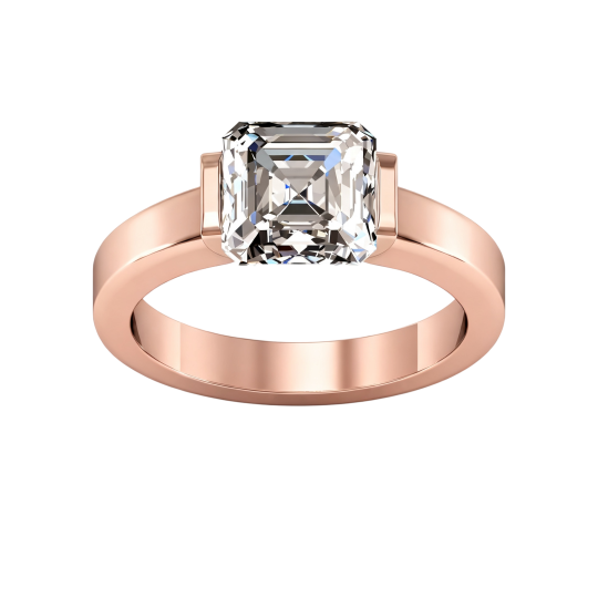 Anillo de compromiso personalizado de oro rosa de 10 quilates con diamante cultivado en laboratorio talla Asscher, color D, claridad VVS1, certificado por IGI 3EX.