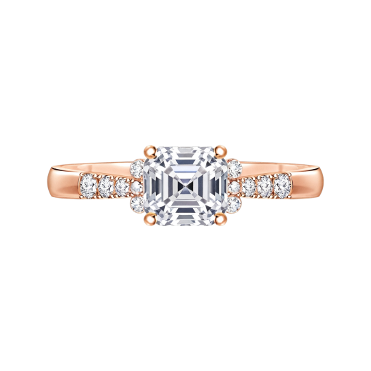 10K Rose Gold Asscher Cut Lab-Grown Diamond Custom Engagement Ring D Color VVS1 Clarity 3EX IGI Certified