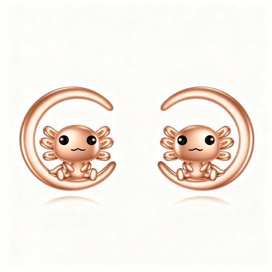 Pendientes de ajolote de oro rosa de 10 quilates