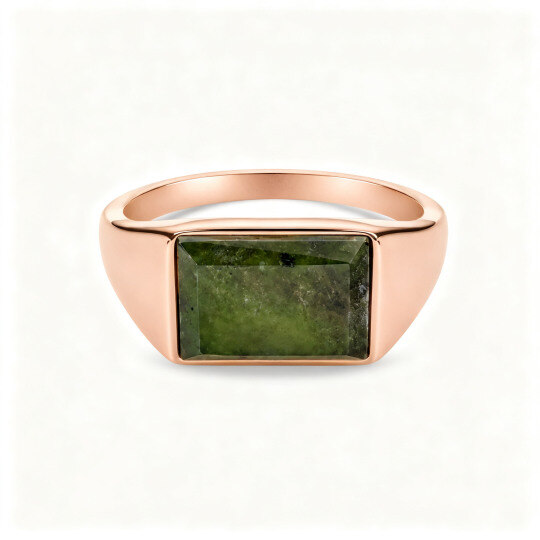 10K Rose Gold Baguette Cut Signet Ring for Men